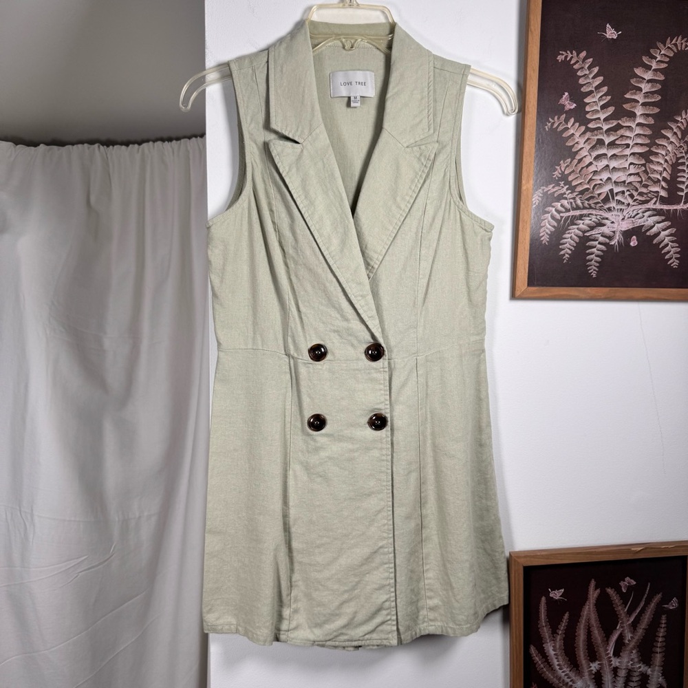 Sage Green Romper with Double Breasted Buttons(M)